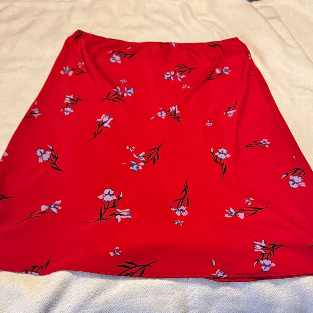 POPSUGAR Red Floral A-Line Skirt